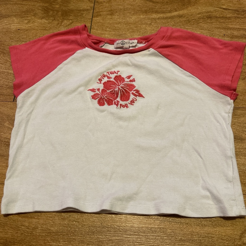 Pink and White Graphic Tee
